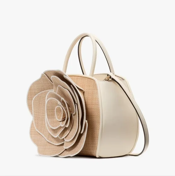 Kate Spade Flora Rose Straw Crossbody, Natural - Picture 3 of 5